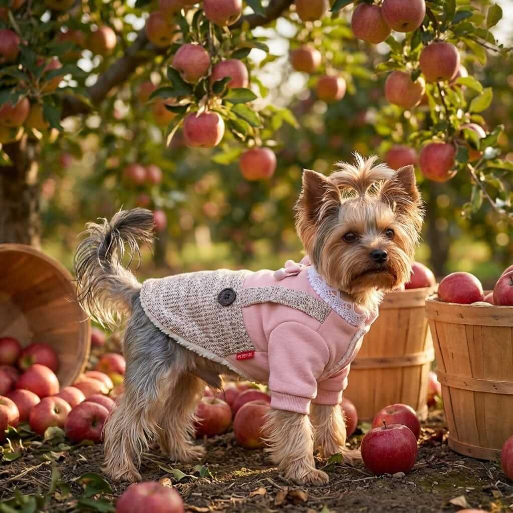 On the Growl Lace Collar Sweater Dress for dogs, featuring a lace collar and bowknot design in a cozy, breathable fabric.