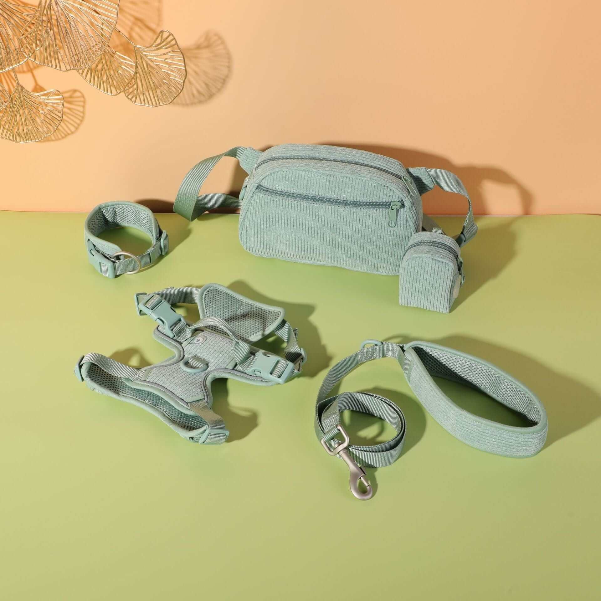 PawPerfect Dog Harness Kit including harness, collar, leash, poop bag holder, and backpack for dogs and cats.