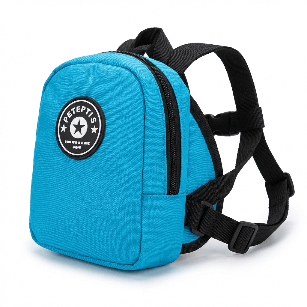 Pet Style Mini Backpack, blue dog carrier, high-quality gear for dogs and cats, by Dogs & Cats brand.