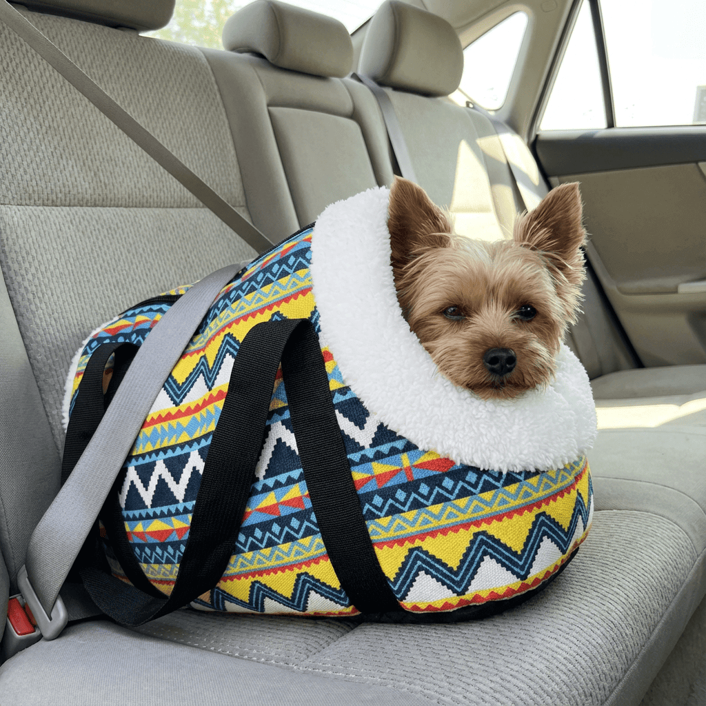 Pet Travel Shoulder Bag featuring a cozy design for dogs and cats with breathable mesh, ideal for travel.