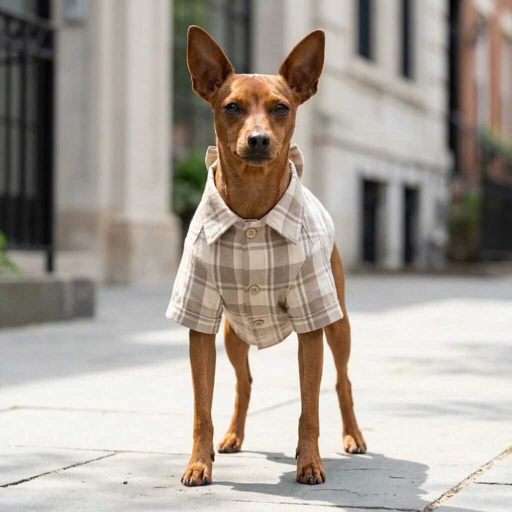 Plaid Bow Tie Stand Collar Shirt for Dogs & Cats. Stylish plaid print, breathable, lightweight, and very comfortable.