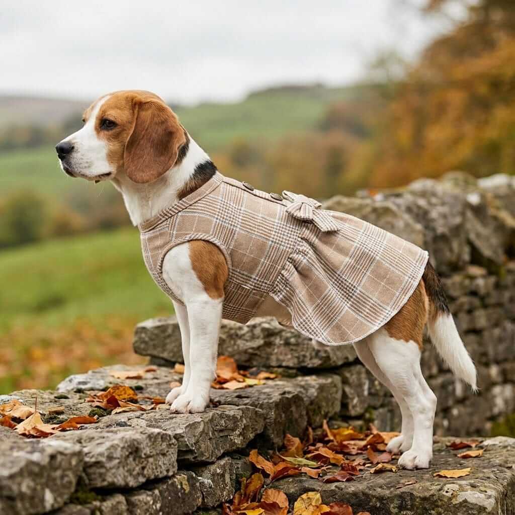 Plaid Bowknot Dog Clothes for dogs, stylish plaid dress with bowknot for small to medium-sized pets.