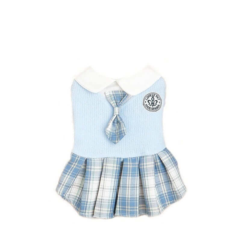 Plaid Chic Pet Skirt for Dogs & Cats, stylish plaid design with collar, perfect for special occasions or everyday wear.