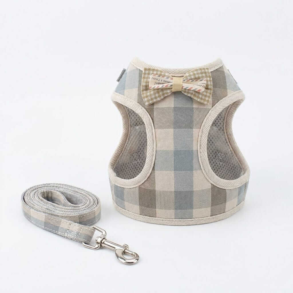 Plaid Soft Mesh Dog Harness by Dogs & Cats, features soft padding and breathable mesh for comfort.