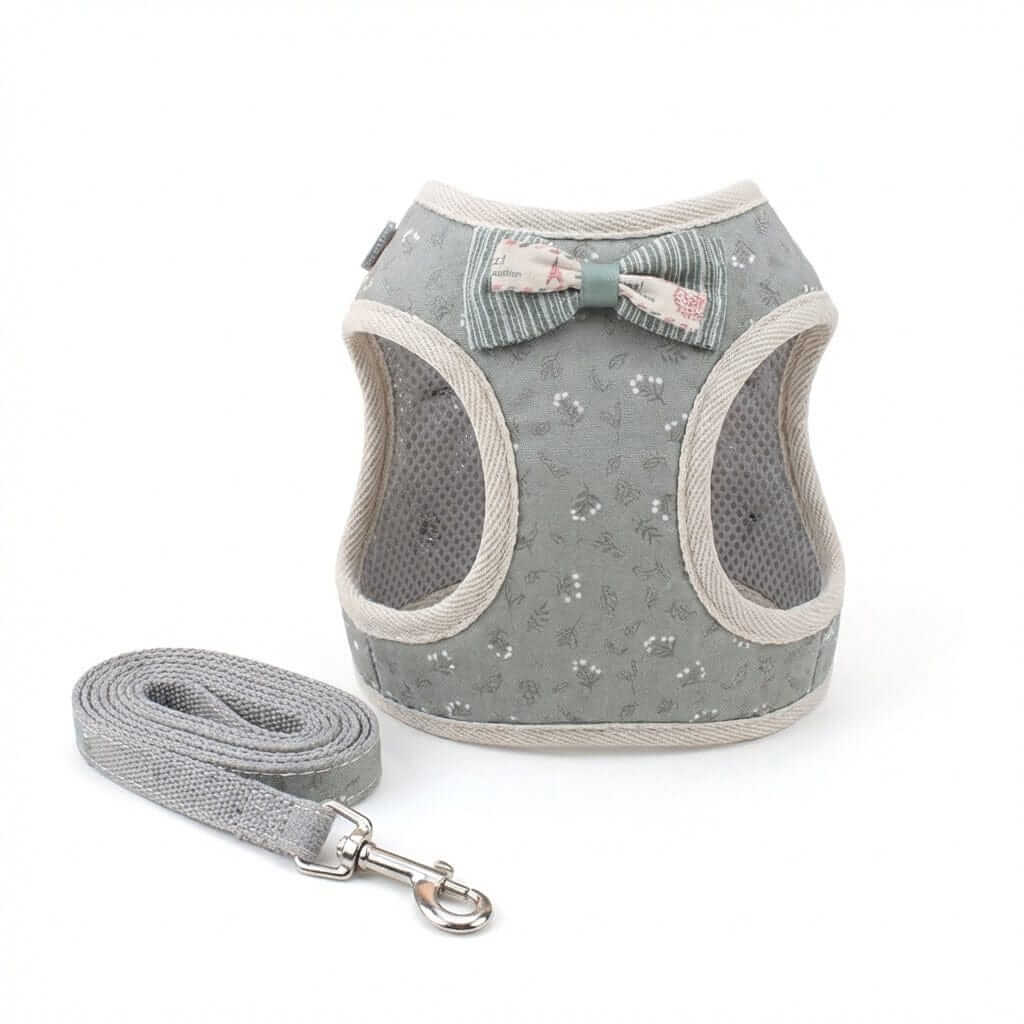 Plaid Soft Mesh Dog Harness with soft inner padding and leash, perfect for Dogs & Cats, providing comfort and a secure fit.