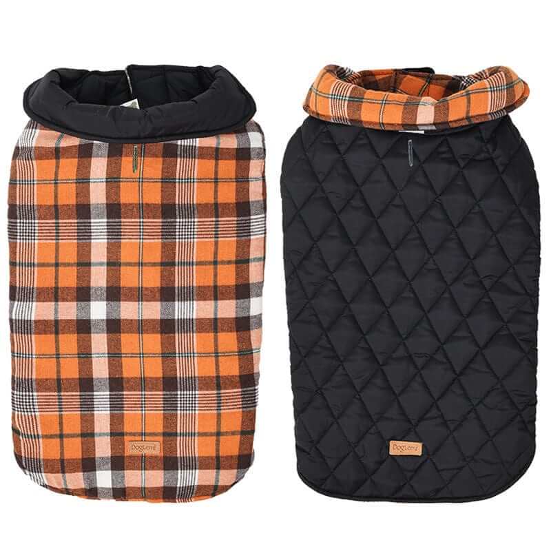 PlaidShield Waterproof Dog Jacket - Classic plaid pattern and padded interior for medium to large breeds by Dogs & Cats.