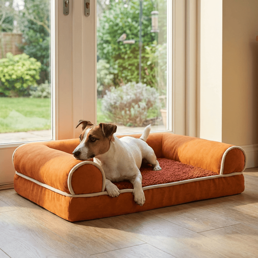 Plush Orthopedic Pet Bed Lounge with memory foam for dogs and cats, providing ultimate comfort and style for restful sleep.