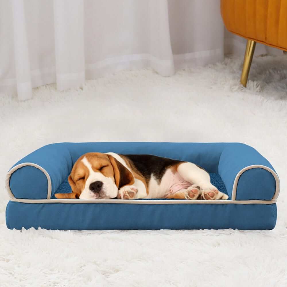 Plush Orthopedic Pet Bed Lounge for Dogs & Cats, features memory foam and non-slip bottom for optimal comfort.