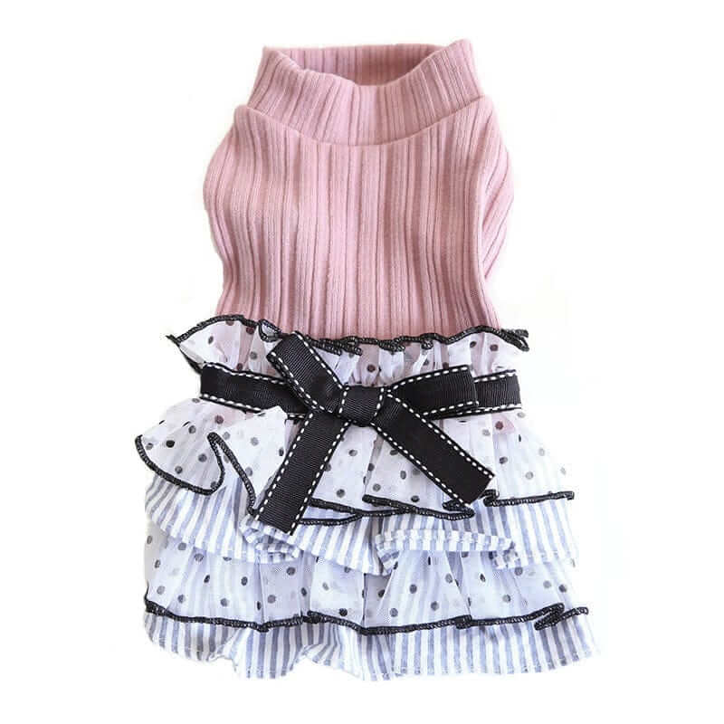 Polka Dot Puppy Dress for dogs by Dogs & Cats, features playful polka dots, stylish design for spring and autumn adventures.