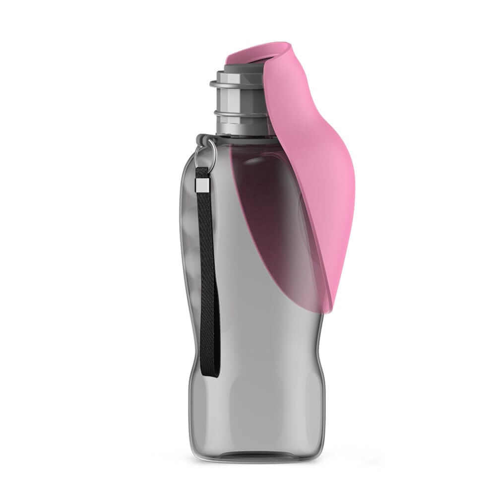 Portable Dog Water Bottle designed for on-the-go hydration for dogs and cats, featuring a spill-proof design and convenient strap.