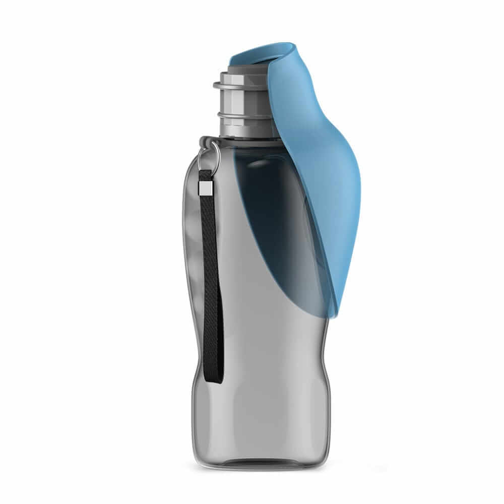 Portable Dog Water Bottle with blue cap, ideal for keeping dogs hydrated on the go by Dogs & Cats.