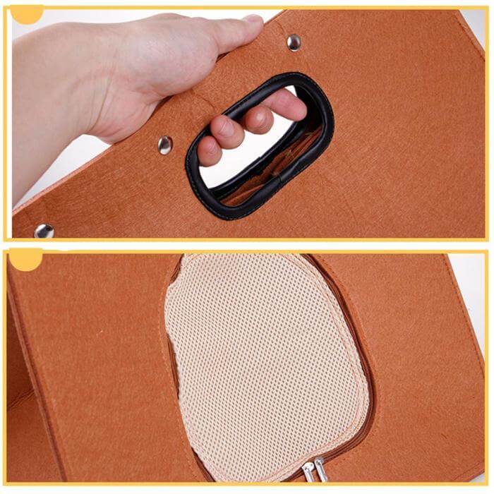Portable Pet House with comfortable handle and breathable mesh, ideal for dogs and cats.