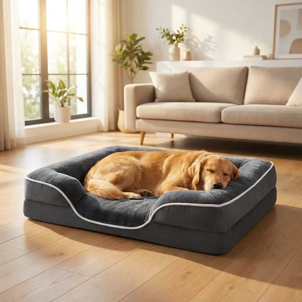Premium Memory Foam Dog Bed with orthopedic support for dogs, featuring a comfortable design for ultimate relaxation.