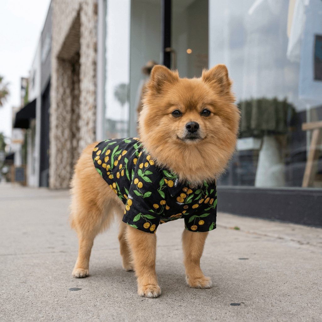 Printed Hawaiian Dog Shirt for stylish dogs, featuring trendy print, cotton material, and machine washable ease from Dogs & Cats.