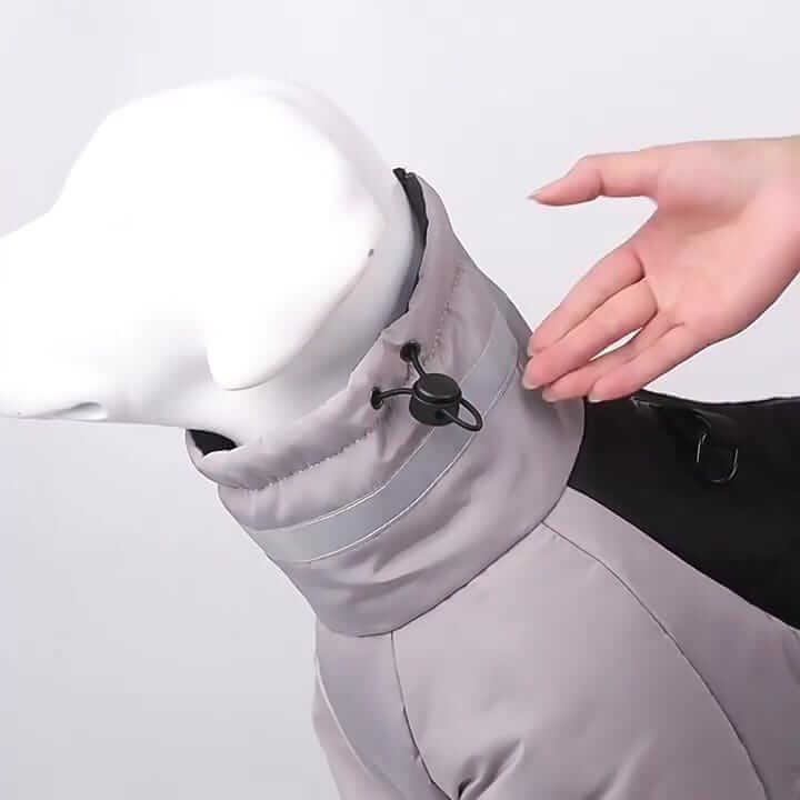 Reflective Dog Winter Jacket - high-neck and cotton-padded coat for warmth and visibility for dogs.