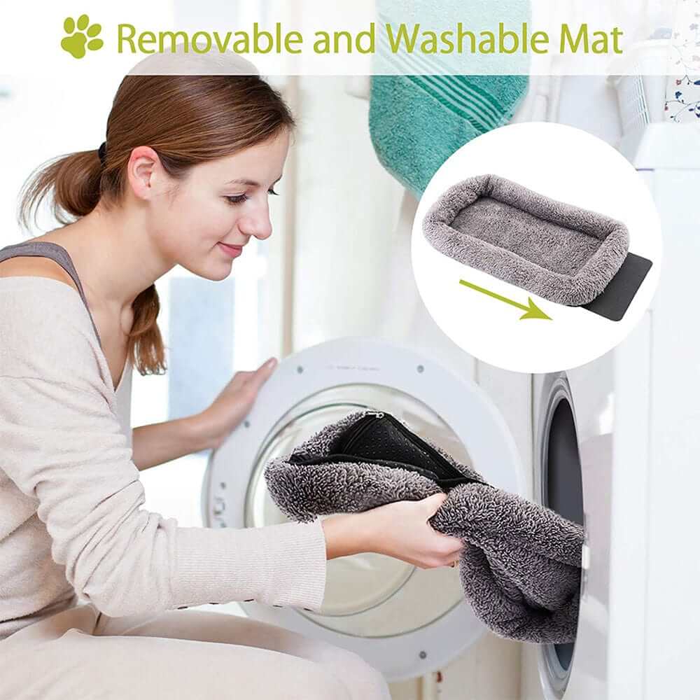 Luxe Voyager Pet Carrier with removable and washable mat for easy cleaning, perfect for dogs & cats travel.