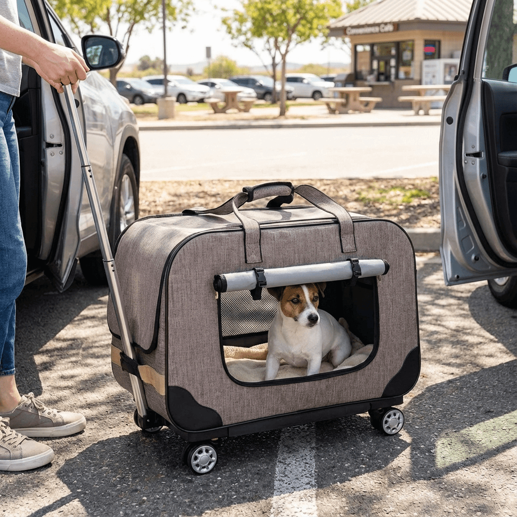 RollMate Pet Carrier - Comfortable pet carrier with four-wheel system for dogs & cats, perfect for travel and adventures.