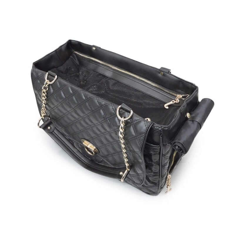 Sleek Leather Pet Carrier - Premium Leather Design, Stylish Carrier for Dogs & Cats