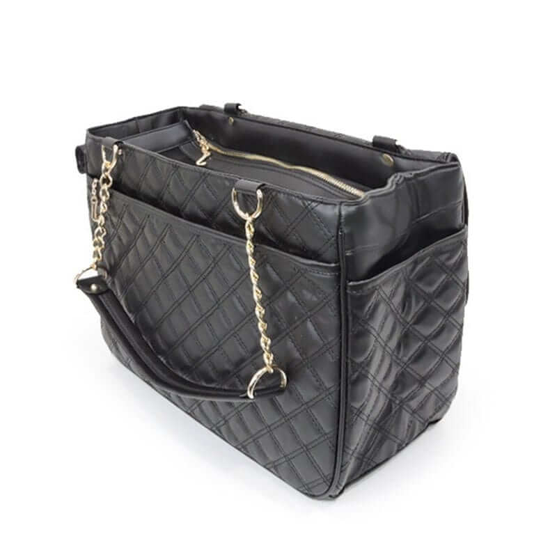 Sleek Leather Pet Carrier, premium leather design, stylish pet carrier for dogs and cats.