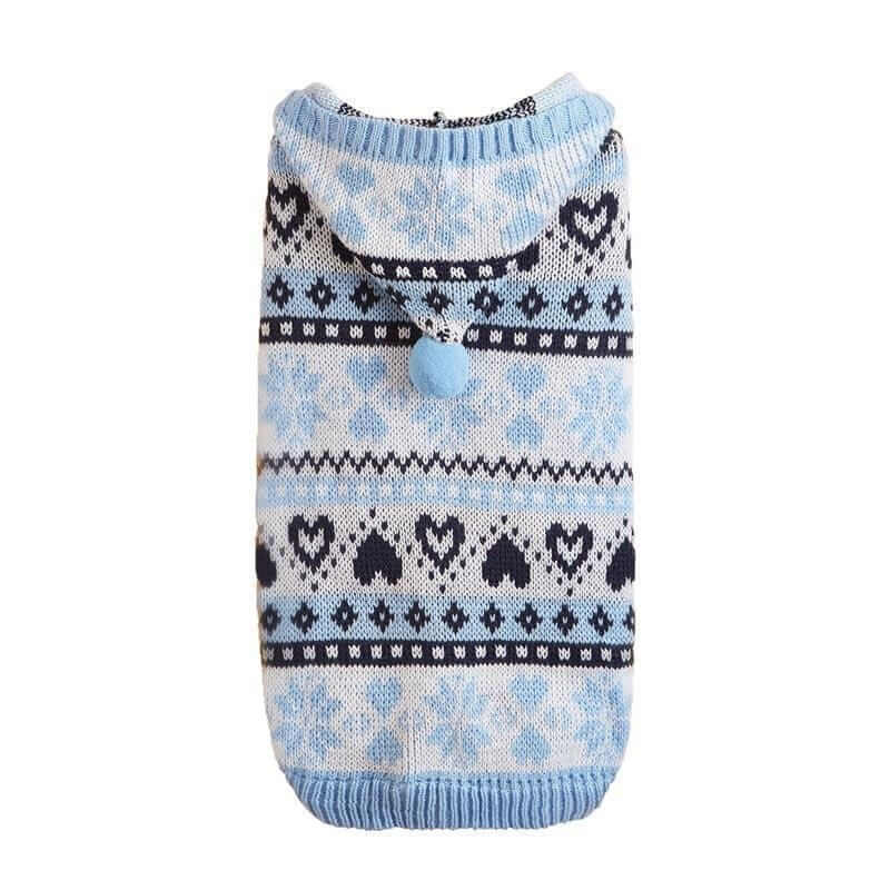 Snowflake Striped Dog Sweater - Stylish knitted sweater for dogs with snowflake and stripe pattern by Dogs & Cats.