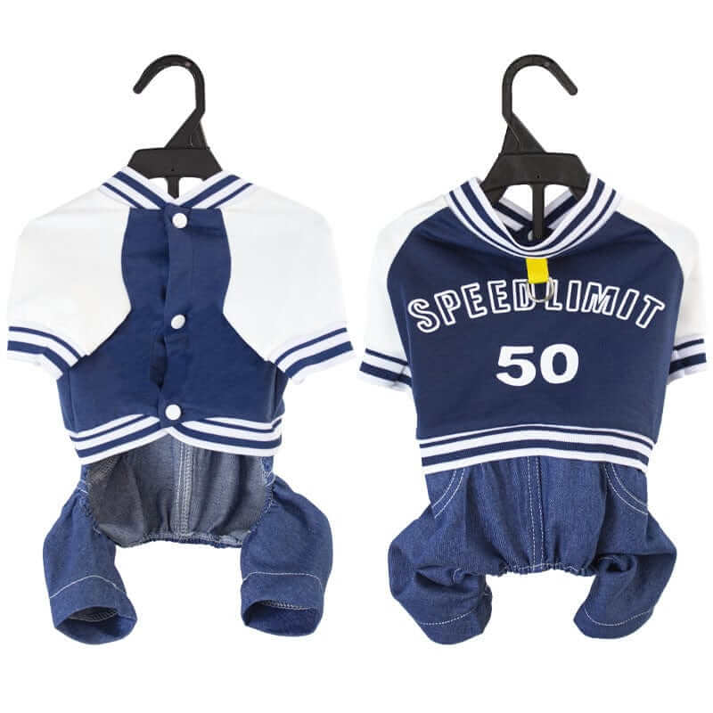 Speed Limit Pet Sports Jumpsuit for small dogs, sporty design with high-quality fabric, stylish and functional.