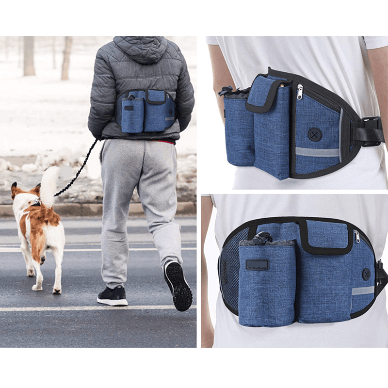 StridePro Hands-Free Dog Leash featuring secure storage pockets for treats and essentials, perfect for active dog owners.