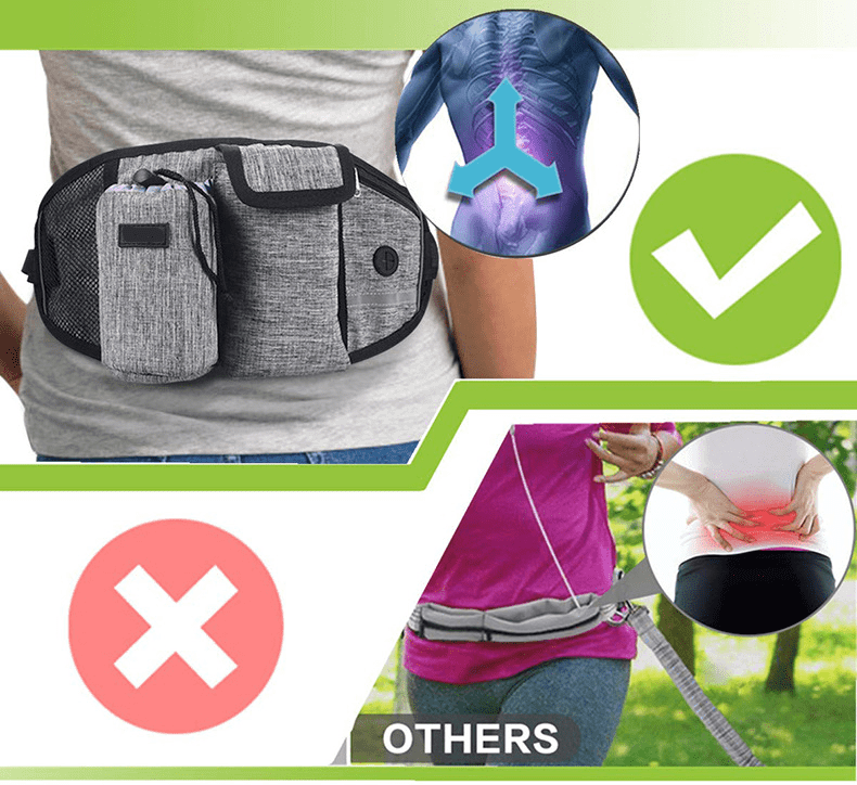 StridePro Hands-Free Dog Leash with ergonomic waist pack, secure storage, and comfortable design for dog owners.