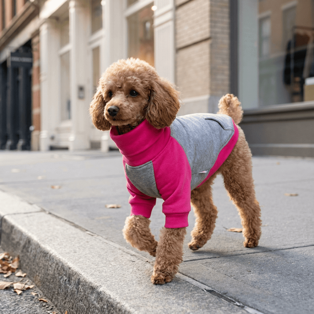 Striped Turtleneck Pullover Sweatshirt for dogs, featuring a stylish design and cotton material, perfect for chilly days.