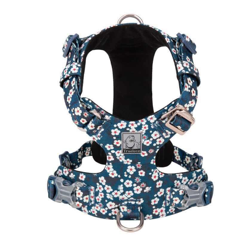 Stylish No-Pull Pet Harness by TrueLove, floral design, comfortable fit, ideal for Dogs & Cats, minimizes pulling.