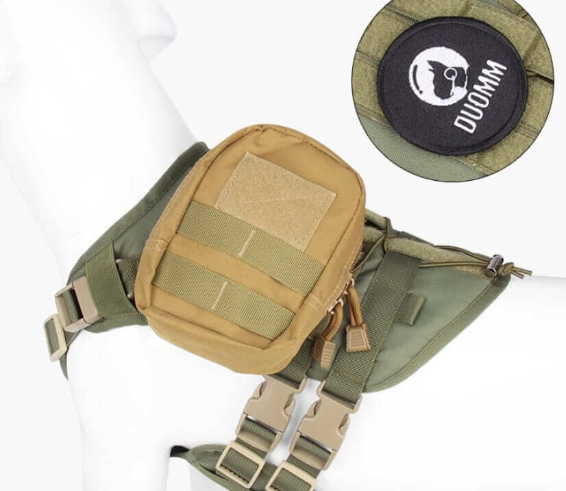 TactiPaw Dog Harness showing tactical design, adjustable fit, and storage pouch for medium to large dogs by Dogs & Cats.