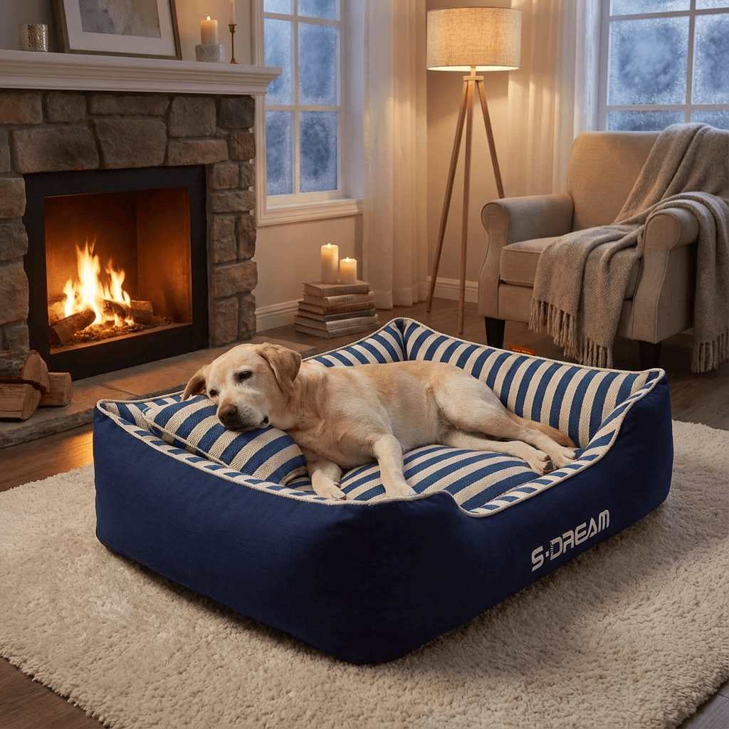 The Royal Haven Pet Bed, luxurious pet bed for dogs & cats, features plush comfort and stylish design.