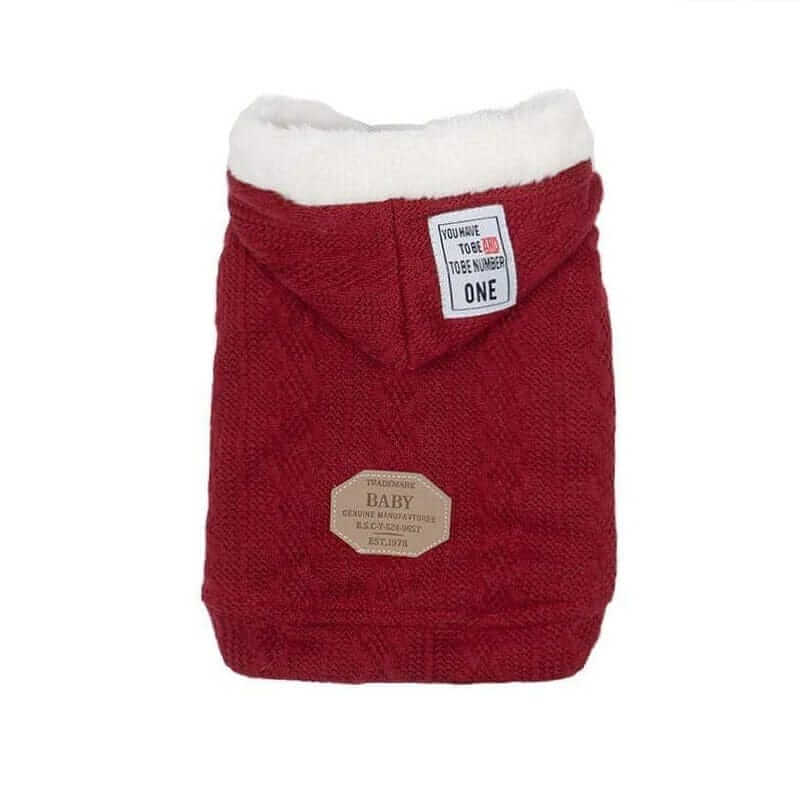 Thick Warm Hooded Dog Sweater featuring a breathable hood with cozy lining for pets by Dogs & Cats.