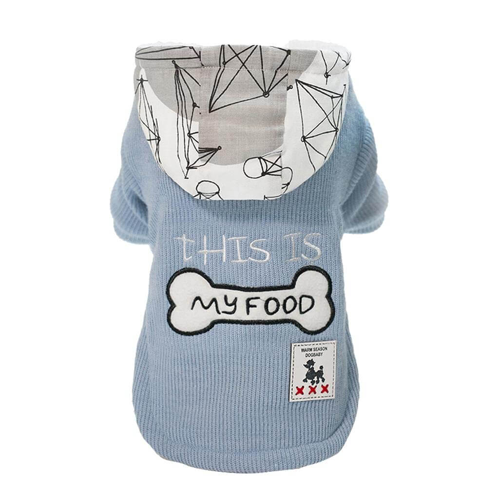 This Is My Food Dog Hoodie featuring a stylish design, fleece interior, and breathable fabric, perfect for dogs and cats.