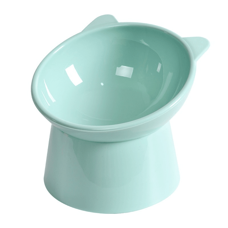 Tilted Pet Food Bowl, elevated bowl for dogs & cats, promotes healthy eating, green design for comfortable feeding.