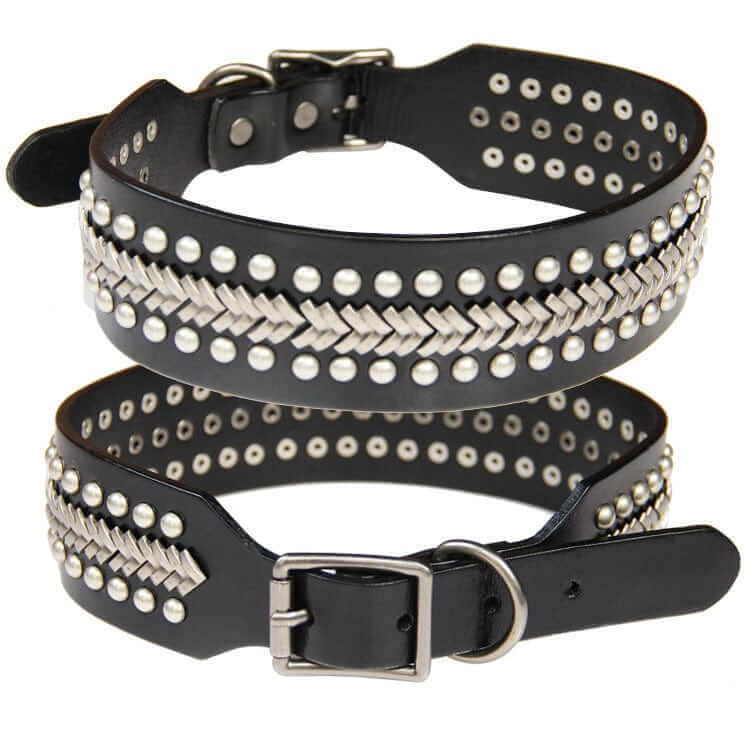 ToughSpike Leather Dog Collar, studded leather collar for large breeds, durable, stylish, by Dogs & Cats.