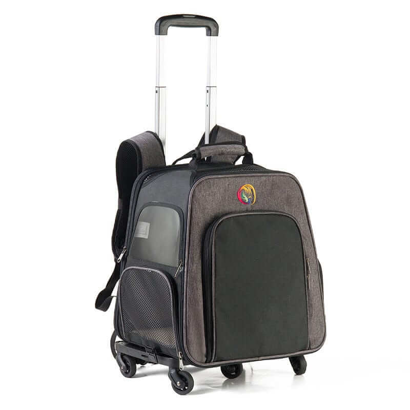 Travel Pet Trolley, portable carrier with wheels, spacious design for dogs & cats, perfect for pet travel.