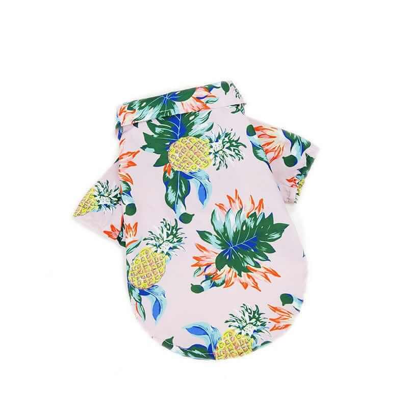 Tropical Hawaiian Pet Shirt featuring vibrant tropical prints for dogs and cats, perfect for warm weather and beach outings.