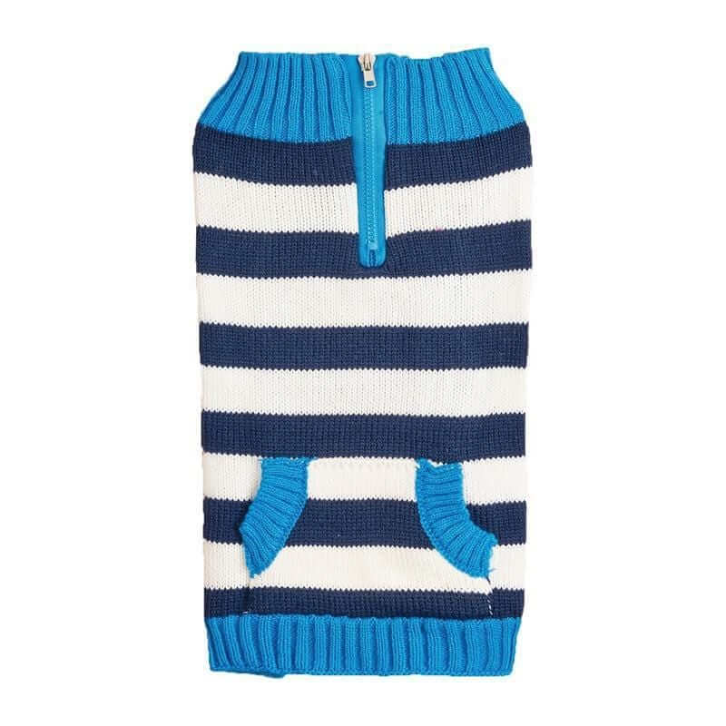 Two-Tone Zipper Dog Sweater - striped design with zipper, warm, stylish, for small to medium-sized dogs by Dogs & Cats