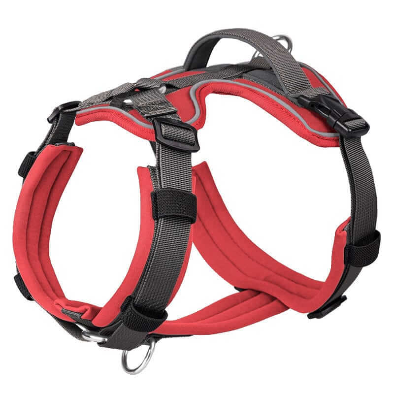 Ultimate Reflective No-Pull Dog Harness, red harness, comfort, control, safety for dogs & cats.