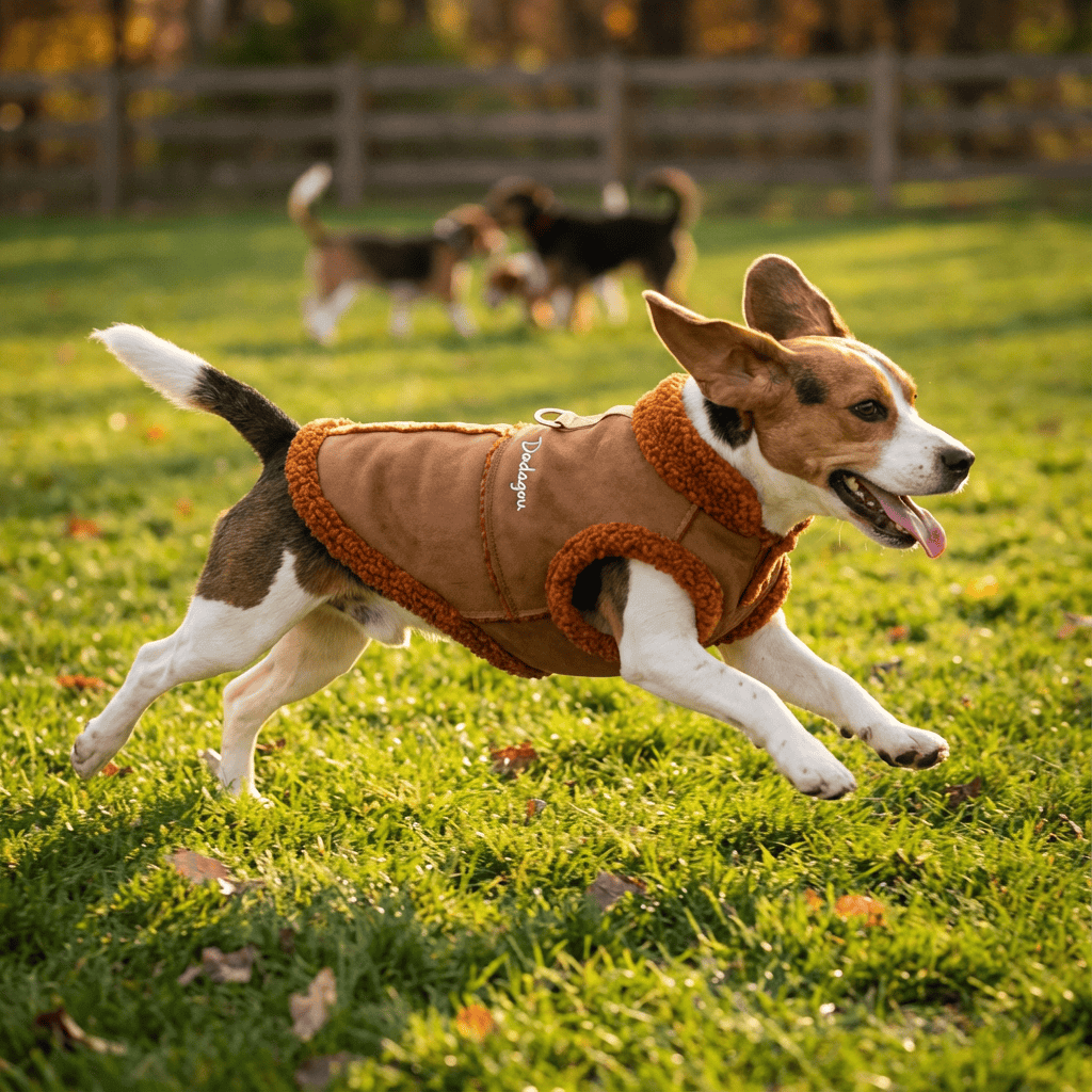 Velvet Padded Pet Vest for dogs, featuring plush velvet and warm padding, perfect for stylish comfort outdoors.