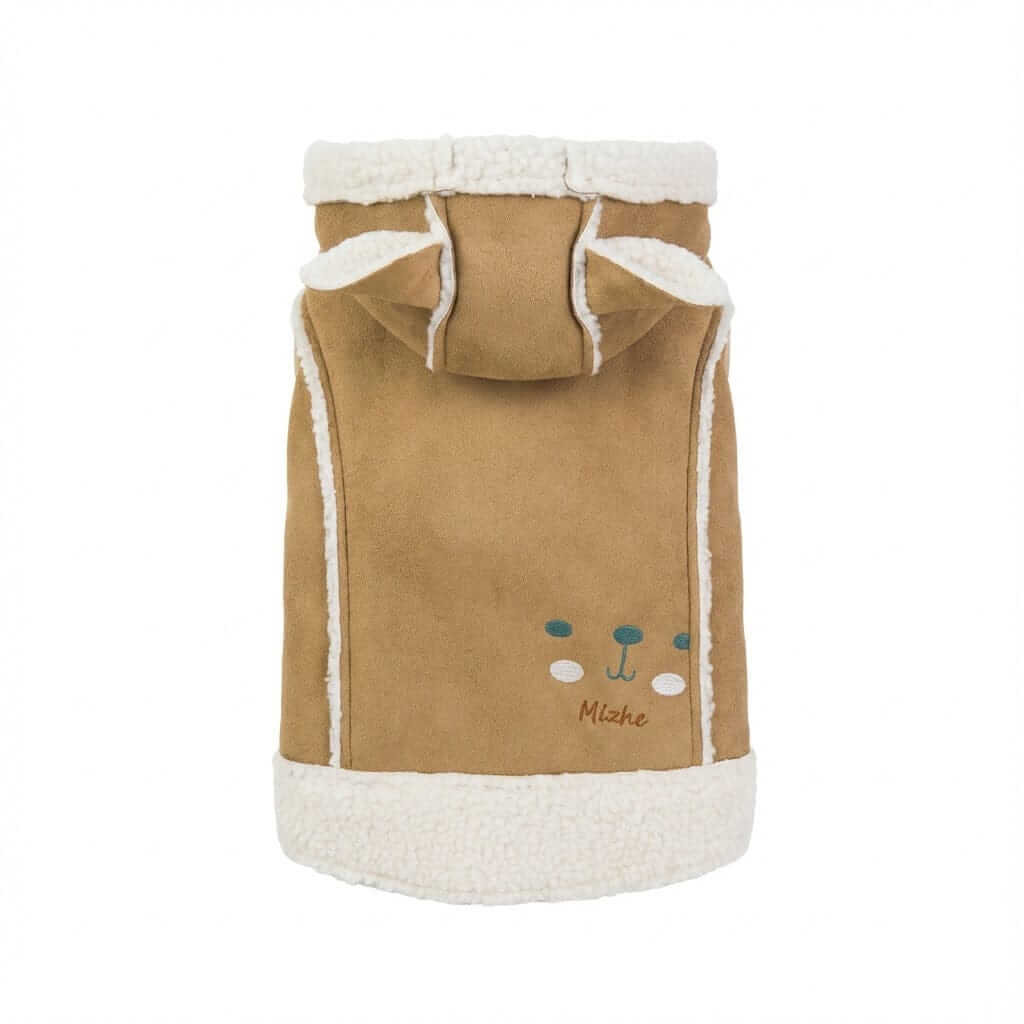 Velvet Teddy Lapel Jacket for Dogs & Cats, featuring sherpa collar, lightweight design, and cozy short sleeves.