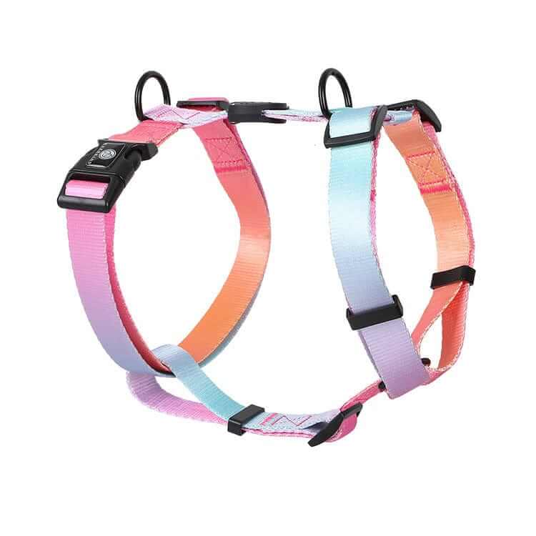 Vibrant Gradient Dog Harness, I-shaped, durable materials, colorful gradient for dogs & cats.
