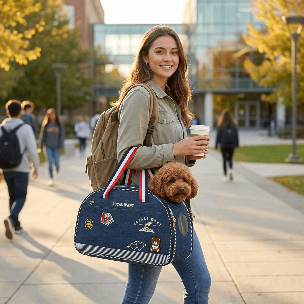 WanderPaws Pet Travel Bag - Comfortable and stylish pet carrier for dogs & cats, perfect for travel and shopping.