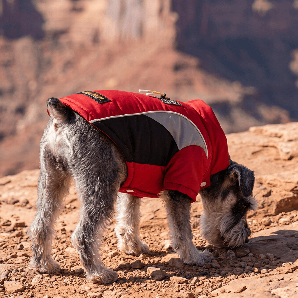 Dog wearing Warmer Insulated Dog Jacket, designed for warmth, comfort, and protection against cold weather.