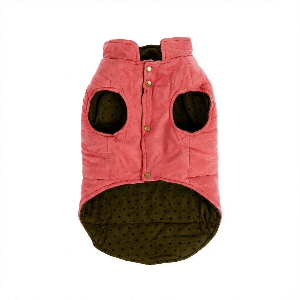 Winter Stars Double-sided Vest for Dogs & Cats, double-sided, lightweight, cozy with high neck and elasticated sleeves.