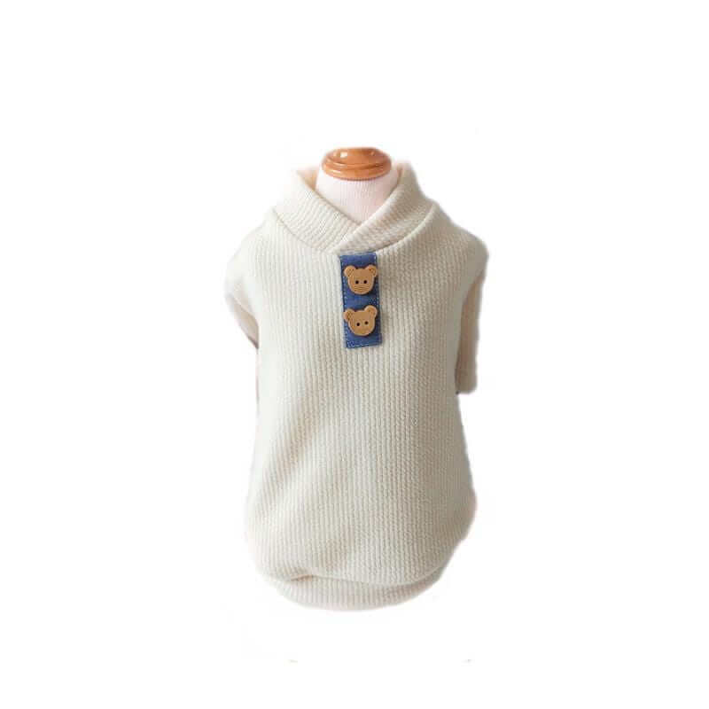 Always Ready Two-legged Dog Sweater in cream color, breathable, soft, and comfortable for dogs, by Dogs & Cats.