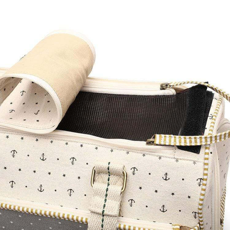 Anchor Pet Canvas Carrier Bag showcasing durable material, removable pad, and easy access for Dogs & Cats.