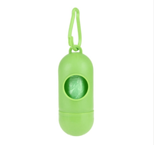 Bone Shape Dog Waste Holder in green, practical and portable design for easy dog waste removal.