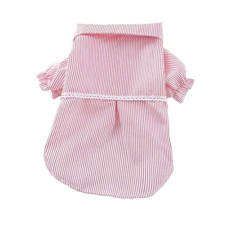 Bubble Sleeve Bow Tie Dog Shirt with bubble sleeves and ruffles trim by Dogs & Cats, lightweight and breathable for summer comfort.