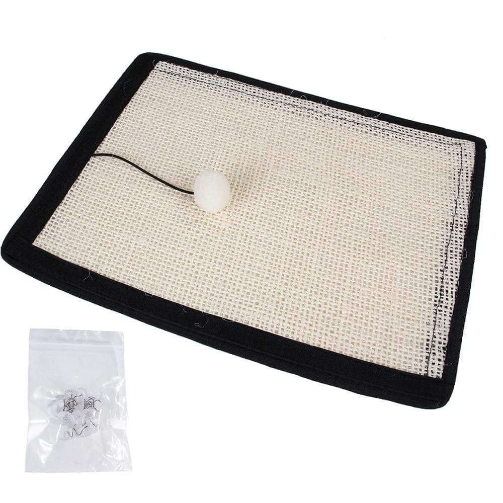 Cat Sisal Scratch Board with ball toy, durable sisal surface, environmentally friendly, for dogs & cats.